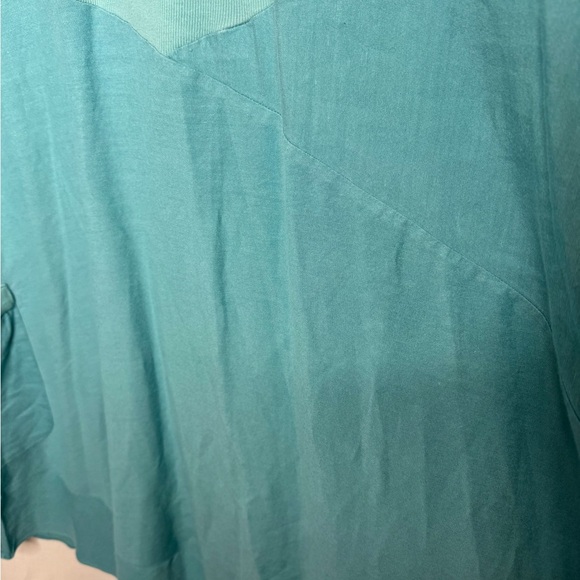 Soft Surroundings 1X Marine Green Dress Asymmetrical Hem Mixed Media Lagenlook - Picture 5 of 8